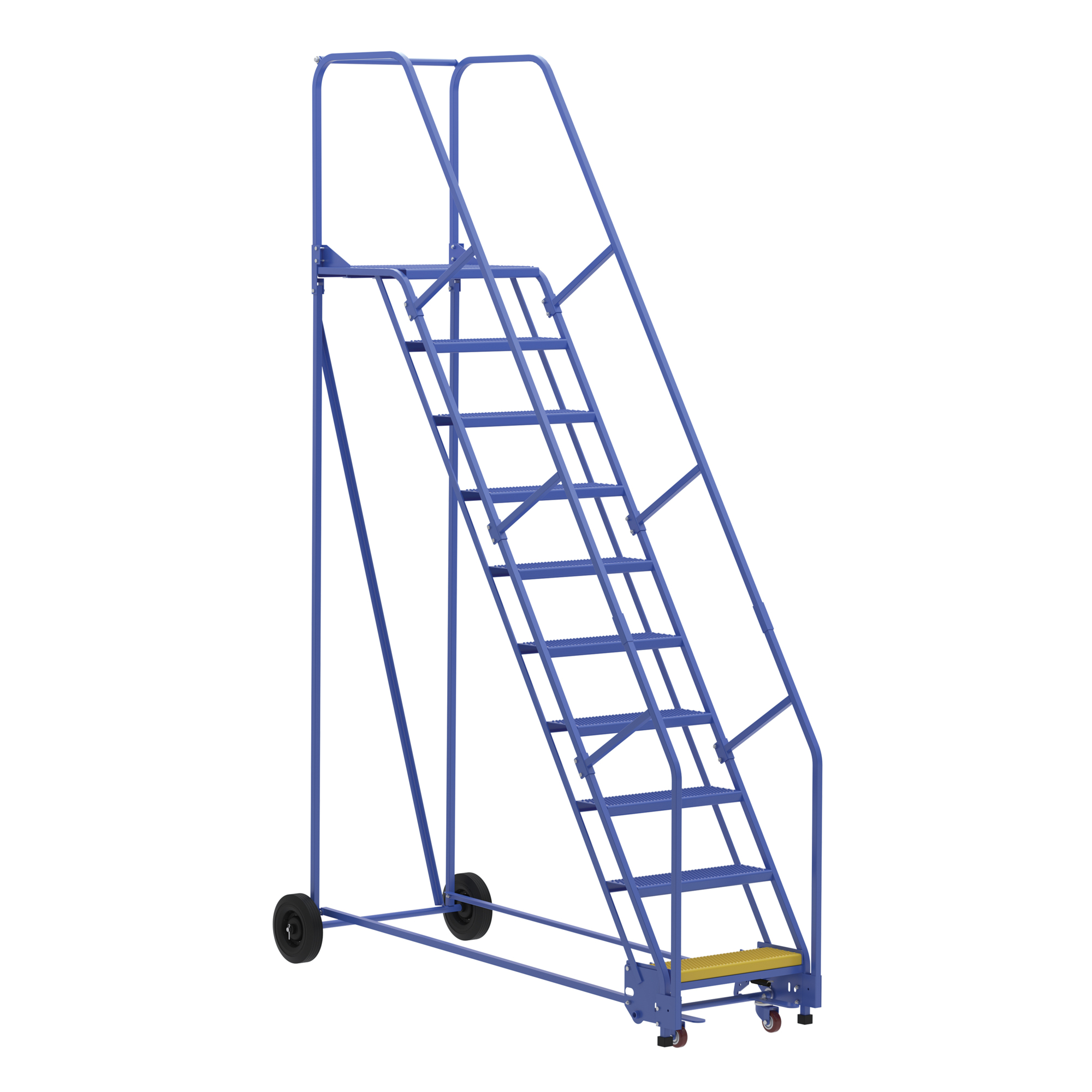 Vestil 10-Step Perforated Warehouse Rolling Ladder - 130in. Height, 350-Lb. Capacity, Steel, Model# LAD-10-21-P